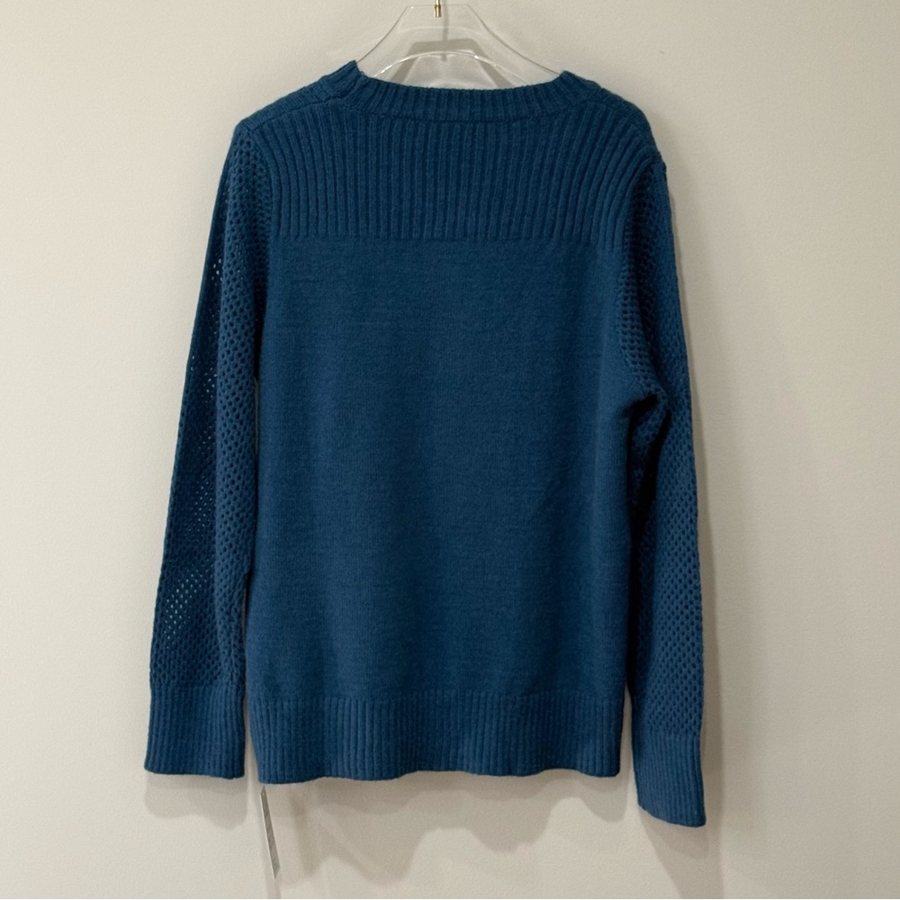 CUPSHE Blue Round Neck Perforated Long Sleeve Sweater - Picture 5 of 10